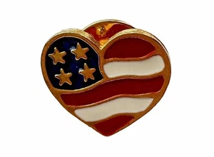 AVON rot weiß blau Emaille Flagge Herz Vintage Anstecknadel signiert Pin - Bild 1 von 8