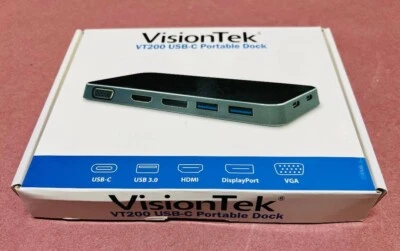Estación de acoplamiento VisionTek VT200 doble pantalla USB-C / 3.0 ⭐NUEVA⭐ Foto 1 de 3