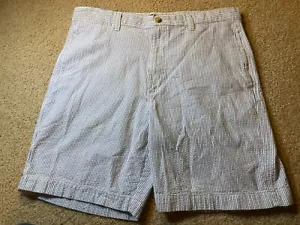 Chaps Mens Size 34 Bermuda Shorts Blue White Striped Cotton - Picture 1 of 12