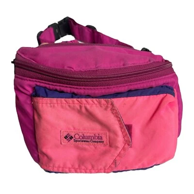 Vintage Anos 90 Columbia Cores Rosa Brilhantes Pacote de Cintura de Esqui Bumbum Bolsa de Babá - Imagem 1 de 4