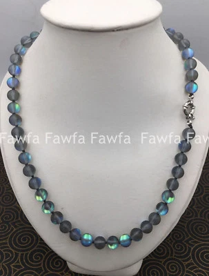 6/8/10/12 мм серый радужный лунный камень блестящий круглый драгоценные камни бисер ожерелье 16-48" - Изображение 1 из 4