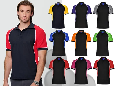 Mens Contrast Polo Shirt Size  S M L XL 2XL 3XL 4XL 5XL Work Golf Sport Top  - image 1 of 2