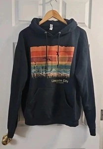 Men's Lincoln City Oregon Coast  Pullover Hoodie Size M Black - Picture 1 of 6