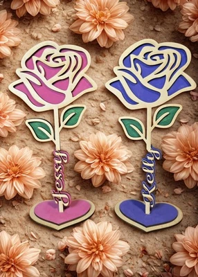 Rosa personalizada de madeira - Imagem 1 de 4