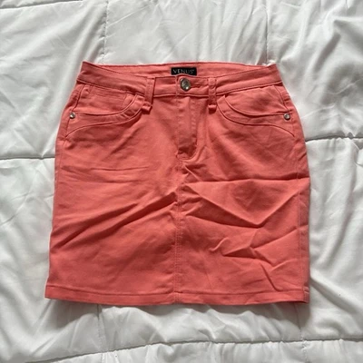 Venus Womens 2 Mini Skirt Coral Pink Stretch Cowgirl Festival Summer Beach Y2K - Image 1 of 4