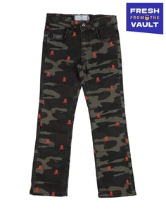 RRP €250 PHILIPP PLEIN JUNIOR Trousers 6Y Stretch Embroidered Skulls Camouflage - Picture 1 of 3