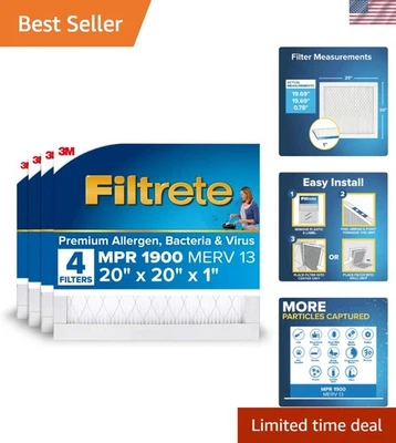 Electrostatic 20x20x1 MERV 13 Filter - Bacteria & Allergen Defense, 4 Filters - Image 1 of 4