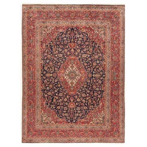 Kashan 398x298 Cm Alfombra Persa De Lana Orient Azul Fina - Imagen 1 de 9