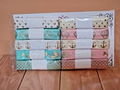 Aquatic Theme Midi Ribbon Elastic – 10 Yards for Hair Ties & Crafts – New - Image 1 of 4