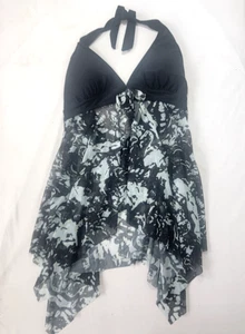 Damen Baden Schwimmen Badeanzug Oberteil NUR Neu ohne Etikett schwarz mit transparenter Sockelleiste XXL 2X - Bild 1 von 6