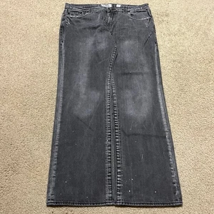 Y2K Akademiks Baggy Skater Distressed Black Jeans 38Wx33L - Picture 1 of 7