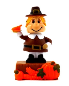 New Solar-Powered Fall Thanksgiving Pilgrim Boy Square Base - Picture 1 of 1
