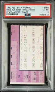 1990 All-Star Workout Home Run Derby Ticket Stub Ryne Sandberg Winner PSA 6 - Picture 1 of 2