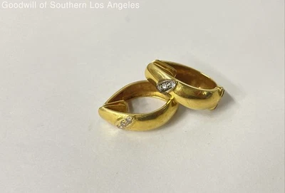 Pendientes de aro de diamantes de oro de 15,7 K - 4,9 g Foto 1 de 4