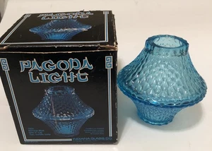 Lámpara de hadas vintage pagoda claro horizonte azul por Indiana Glass Co. juego de 2 piezas caja - Imagen 1 de 10