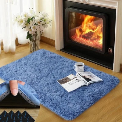 Blue Rug for Bedroom, 2x3 Fluffy Area Rugs for Living Room, Small Soft Shag F... - Image 1 of 4