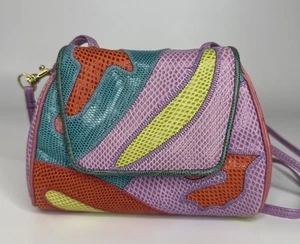 SHARIF Vintage Exotic Skin Patchwork Leather Crossbody Bag 80s - Picture 1 of 12
