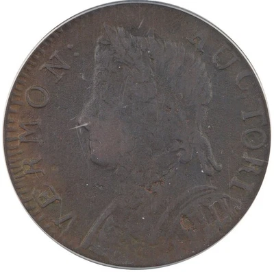 Llave de siesta Vermont 1786 cobre 1/2p RR-11 W2050 R4+ busto izquierdo graduación profesional F15 Foto 1 de 4