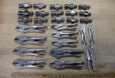 12 Vntg Peterson Dewitt Vise-Grips,Good-EX-MT,& 15 Ball Peen Hammer Heads,VGC - Image 1 of 4