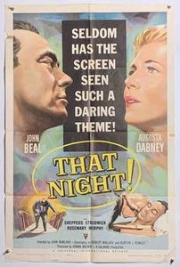 RARO John Beal, Augusta Dabney "¡ESA NOCHE!" Póster original de película vintage 27x41 - Imagen 1 de 1