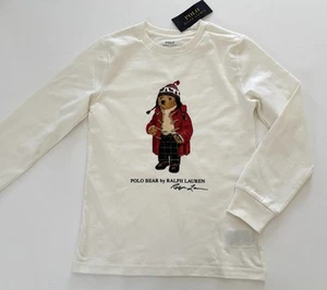 NWT, Boys Ralph Lauren Cream Long Sleeved Polo Bear T-Shirt. Size 7. Eu 122/128 - Picture 1 of 1
