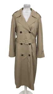 M&S Women's Trench Coat Buff Long Belted Storm Shield Deep Split Collar New F1 - Picture 1 of 10