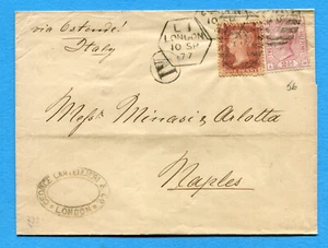 GREAT BRITAIN- 1877 2 e 1/2 d. + 1 p. su lettera da LONDRA a Palermo . (296660) - Picture 1 of 2