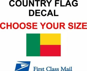 BANDERA DEL PAÍS DE BENÍN, PEGATINA, CALCOMANÍA, VINILO 5 AÑOS, bandera del país de Benín - Imagen 1 de 2