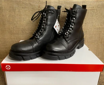 NIB Rieker Z9110-00 Women's Tora10 Black Comat Boots - Image 1 of 4