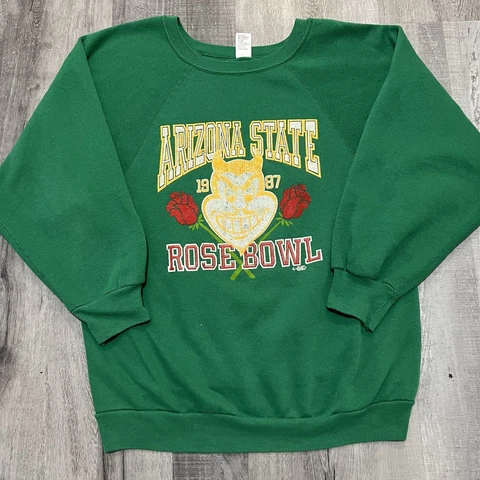 VTG Arizona State Sundevils 1987 Green College Rose Bowl Football Sweatshirt Cover