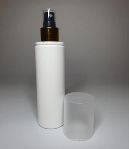 200ml White HDPE Plastic Over Cap Bottles & Shiny Gold/Black Atomiser ANY AMOUNT - Picture 1 of 3