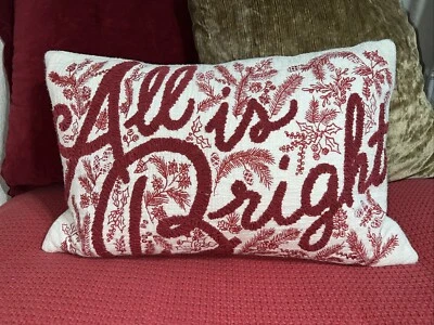 Pottery Barn All is Bright Embroidered Lumbar Pillow Cover 16”x26” - Image 1 of 4