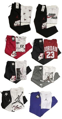 Set 2 pezzi t-shirt e joggers/pantaloni della felpa Nike Air Jordan ragazzo; taglia S-XL *nuovi con etichette* - Immagine 1 di 4