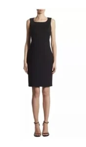St. John Caviar Santana Knit Sleeveless Dress Sz 10 Nacy Wool Blend Knee Length - Picture 1 of 6