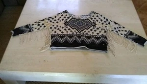 VTG Denim Supply Sweater Shirt Long Sleeve Boho Fringe Aztec Native American M - Picture 1 of 6