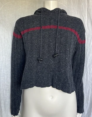 Suéter corto vintage Y2K mezcla de seda gótico grunge emo años 90 sudadera con capucha palanca talla pequeña Foto 1 de 4