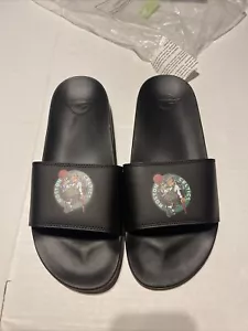 Boston Celtics Islide Primary Motto Slides Sz 13/14 Black Green Sandals Slippers - Picture 1 of 12