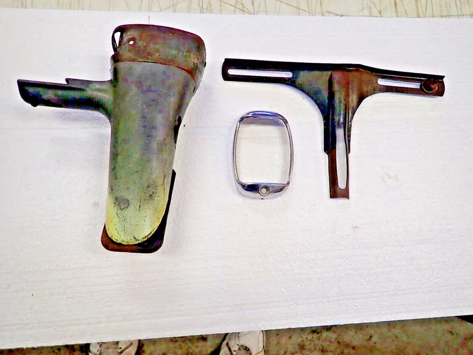 1937 1938 Chevy Coupe LH TAIL LIGHT BRACKET Original GM Convertible + LP Holder - Image 1 of 4