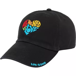Cappellino donna nuovo con etichette Life Is Good All We Need Is Love Pride cuore nero chill - Foto 1 di 3