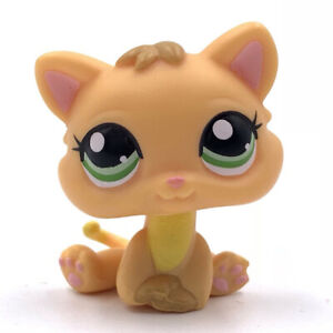 Littlest Pet Shop toys yellow LPS cat #1691 Adorable kitten with blue eyes