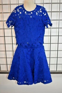 Miss Behave 2 Pcs. Blue Cotton Lace Floral Girls DRESS SIZE Small ON SALE df - Picture 1 of 6