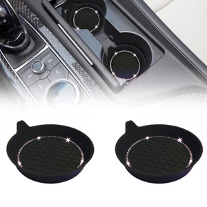2x Black Car Cup Holder Mat Insert Coaster Anti-slip Pad Protector Accessories - Foto 1 di 13