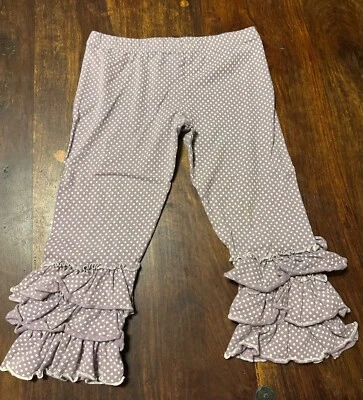 Pantalones Leggings Mostaza Pie Bella Púrpura Lunares Bohemio Hippie Dobladillo con Volantes Foto 1 de 4