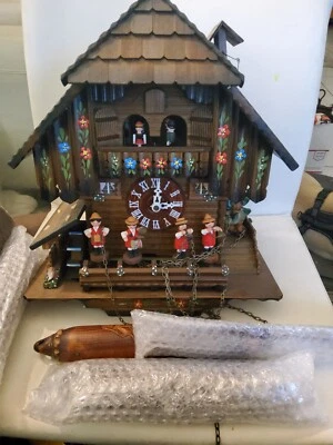 Classic Cuckoo Clock Black Forest 8 Day Germany  18” Tall X 16” Water Wheel - Image 1 of 4