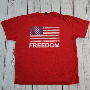 Red Short Sleeve American Flag Freedom Graphic Tee Adult 2XL - Picture 1 of 9