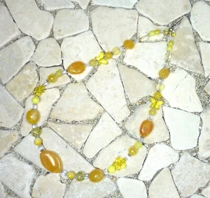 ★ kurze Kette ★ Collier ★ gelb & kristall ★ - Bild 1 von 3