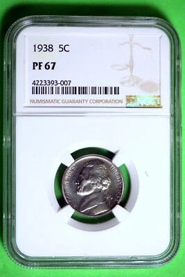 1938 NGC PF67 Jefferson Nickel #B27533 - Image 1 of 2