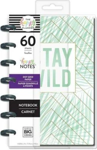 Mini Happy Notebook "STAY WILD" Dot Grid Paper- 60 Sheets - Green Gold Palm Leaf - Picture 1 of 3