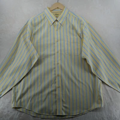 L.L.Bean Men's Size XL Yellow Stripe Regular Fit Cotton Long Sleeve Casual Shirt - Image 1 of 4