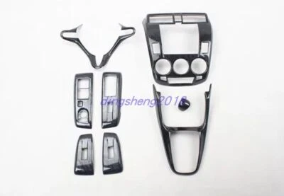 Kit de molduras interiores de grano de madera negro ABS brillante para Honda City 2008-2012 8 piezas Foto 1 de 4